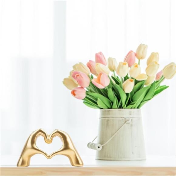 Heart Hands Sculpture Small Gold Home Decor Living Room Bedroom Office Gift - Picture 2 of 8